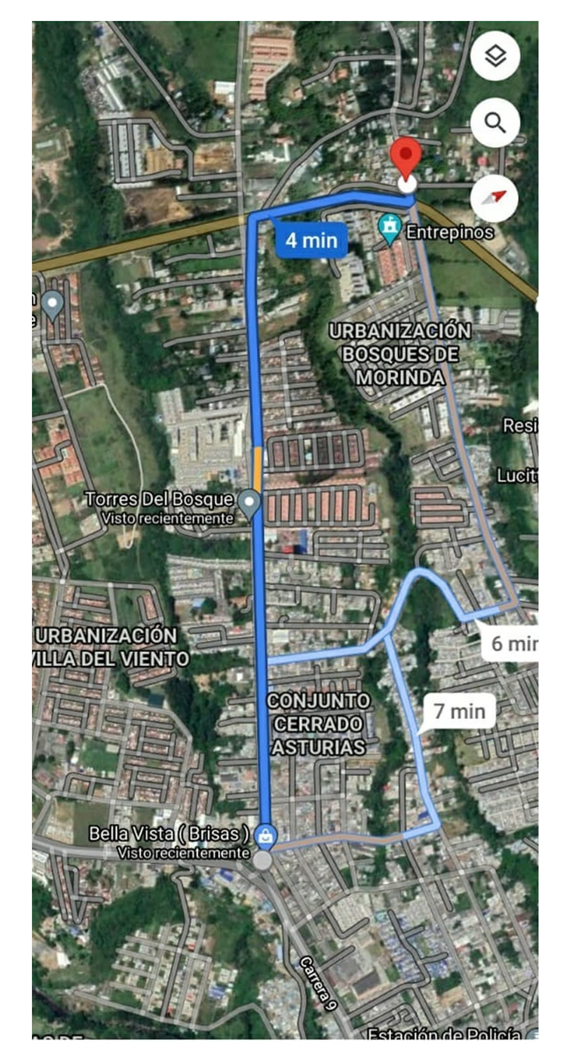 Mapa entre pinos